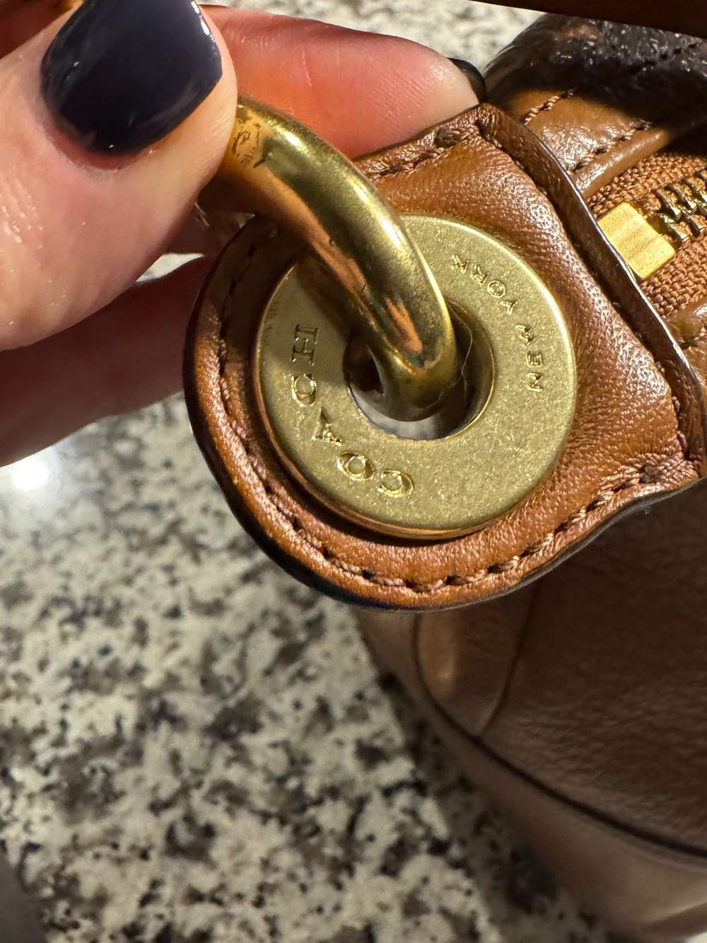 Coach Tan Pebbled Leather Tote with Removable Strap - Picture 4 of 8